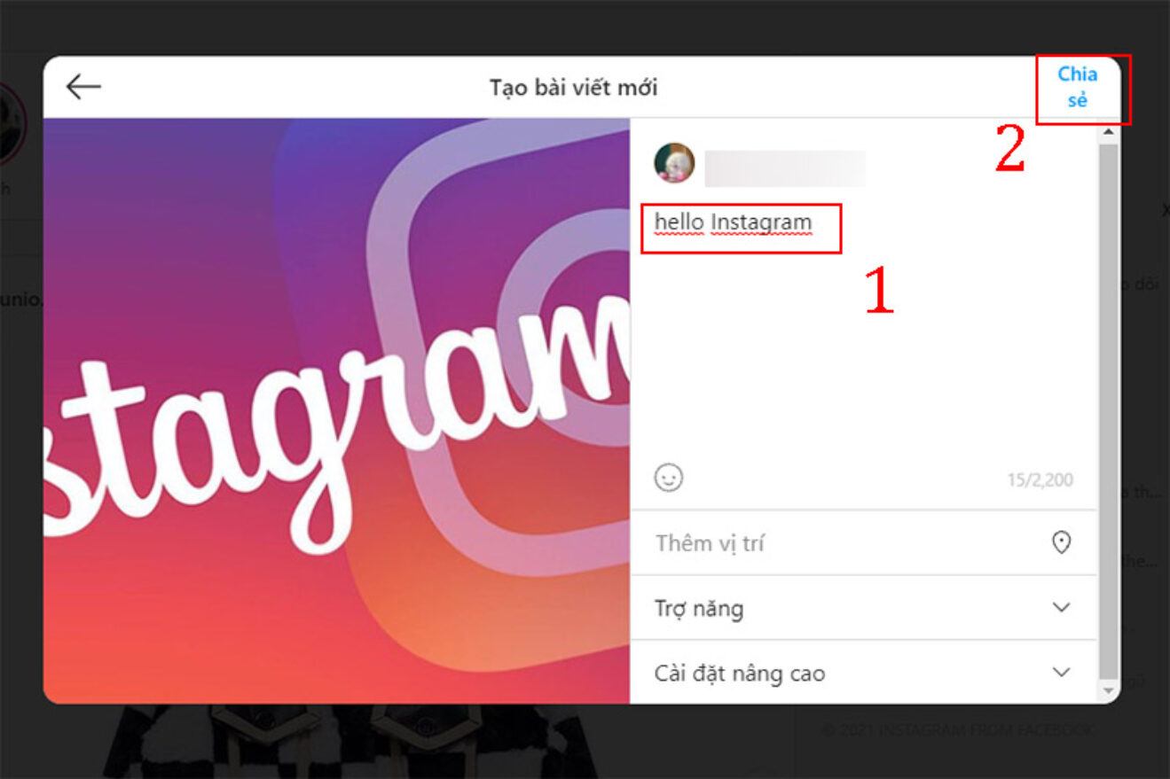 Cách đăng bài lên instagram bằng máy tính