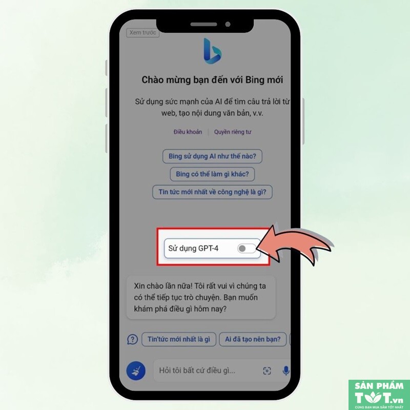 tích hợp Bing vói chat GPT