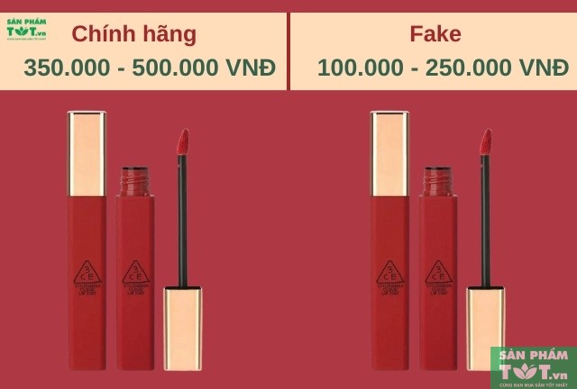 Giá cả son 3CE chính hãng và fake